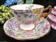 Hammersley Tea Cup And Saucer Floral Painted Chintz Pattern Quatrefoil Shape Cups & Saucers photo 4