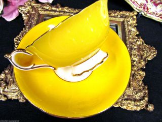Paragon Tea Cup And Saucer Yellow Base Teacup Pattern Gold Gilt photo