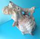 Antique Bisque China Match Striker/holder,  Seated Girl With Playful Cat. Figurines photo 1