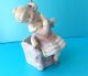 Antique Bisque China Match Striker/holder,  Seated Girl With Playful Cat. Figurines photo 2