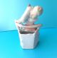 Antique Bisque China Match Striker/holder,  Seated Girl With Playful Cat. Figurines photo 4