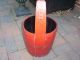 Vtg Large Primitive Red/orange? Wood Water Barrel/bucket/pail W/handle Primitives photo 1