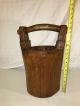 Antique Primitive Wood Water Bucket Pail Well Solid Wood All Around Primitives photo 5