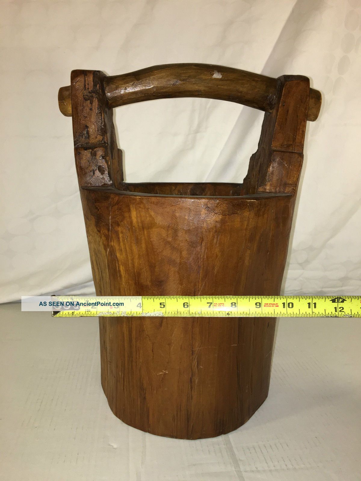 Antique Primitive Wood Water Bucket Pail Well Solid Wood All Around