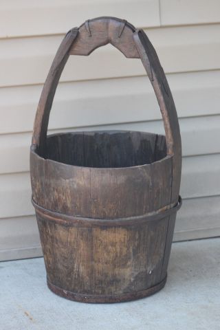 Wood Water Yoke Bucket Pail With Handle Vintage Garden Primitive Rustic photo