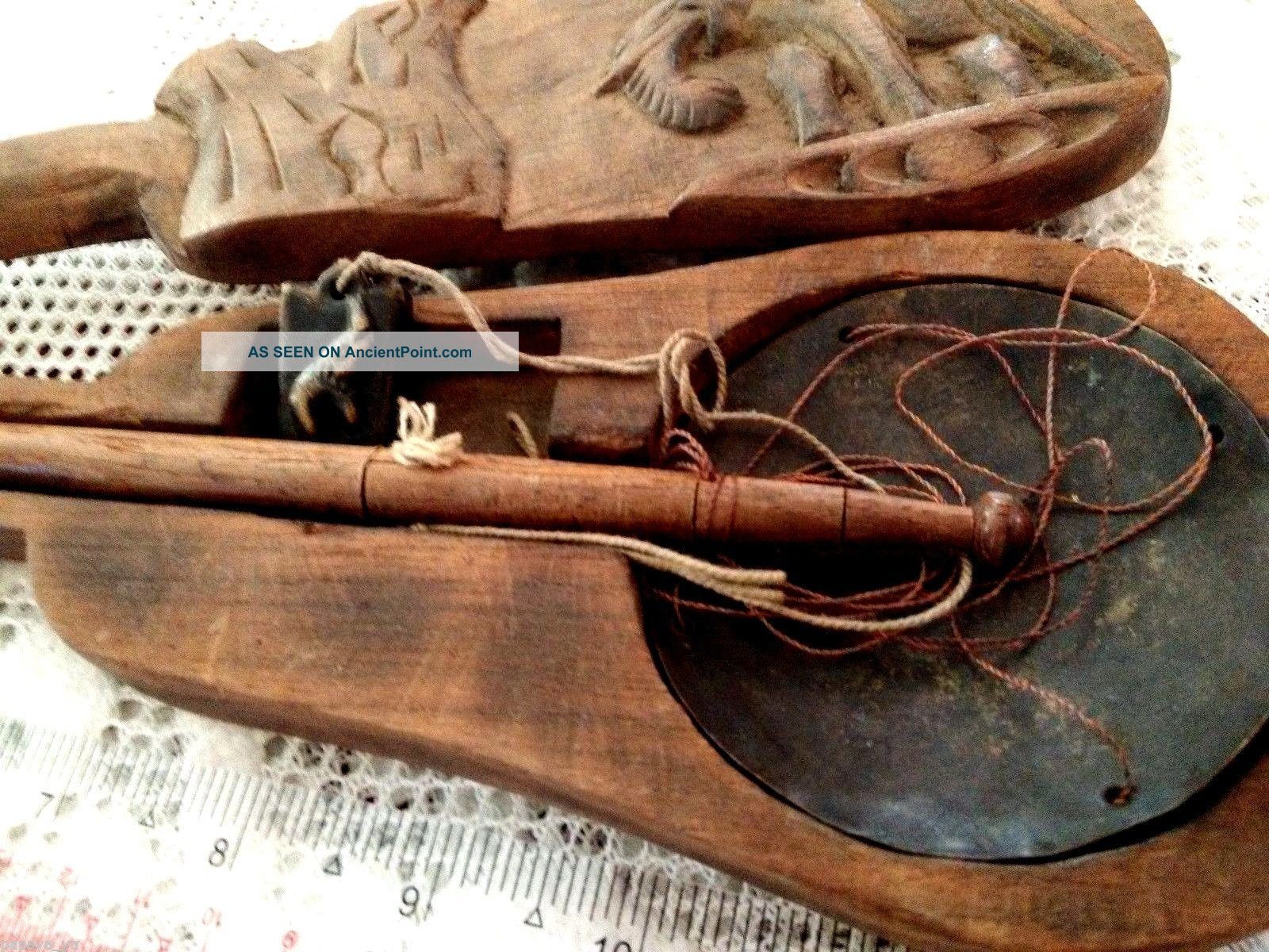Antique Opium Wooden Scale Asian 19th Century With Buffalo Bone Beam Primitives photo