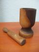 Vtg Old Antique Country Primitive Wooden Apothecary Mortar And Pestle Crushing Primitives photo 2