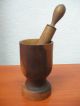 Vtg Old Antique Country Primitive Wooden Apothecary Mortar And Pestle Crushing Primitives photo 3