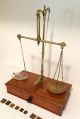 Antique Apothecary Chemist Balance Scales With Weights And Drawer Brass Pans Other Antique Science Equip photo 1