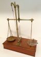 Antique Apothecary Chemist Balance Scales With Weights And Drawer Brass Pans Other Antique Science Equip photo 5