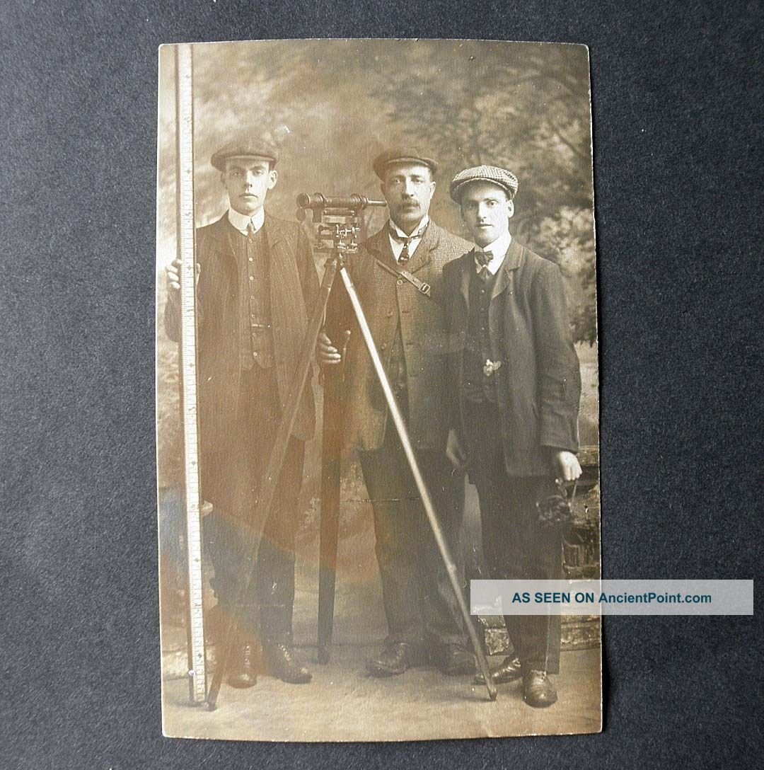 Rare R.  T.  Watson Occupational Real Photo Postcard Gunter Chain / Surveyors 1905 Engineering photo