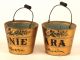 Antique 19th C Treenware Peaseware Miniature Gilt Buckets Folk Art Primitives photo 2