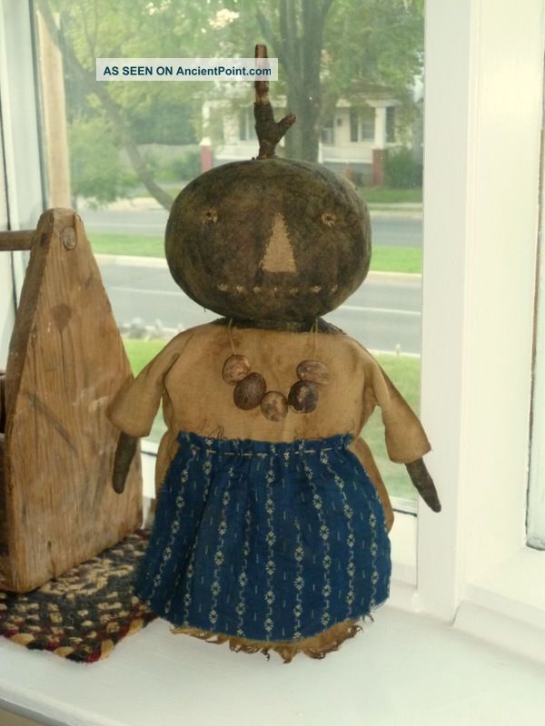 Primitive Black Pumpkin Doll Fall Halloween Doll Primitives photo