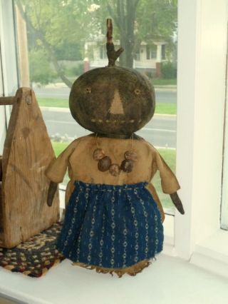 Primitive Black Pumpkin Doll Fall Halloween Doll photo