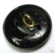 Antique Black Glass Button Pierced Horse Shoe Design - 5/8 