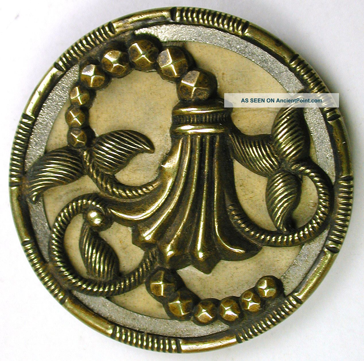 Antique Brass Button Fancy Faceted Flower Design - 1 & 3/16 