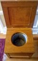 Antique Oak End Table / Commode With Enamelware Chamber Pot 1900-1950 photo 5
