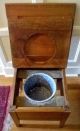Antique Oak End Table / Commode With Enamelware Chamber Pot 1900-1950 photo 6