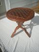 Mid Century Wood Syroco Style Checkers/chess/ornate Reversible Game Table Tripod Post-1950 photo 1