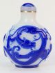 Eximious Chinese Two Dragon Carved Peking Overlay Glass Snuff Bottle Snuff Bottles photo 3