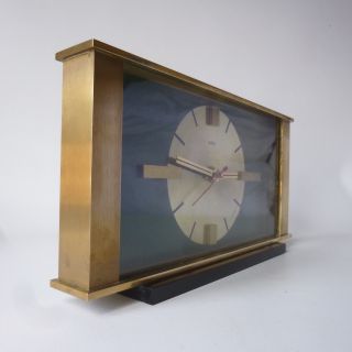 Modernist Brass Mid Century Smiths Battery Mantel Clock 60s 70s Vtg Gwo photo