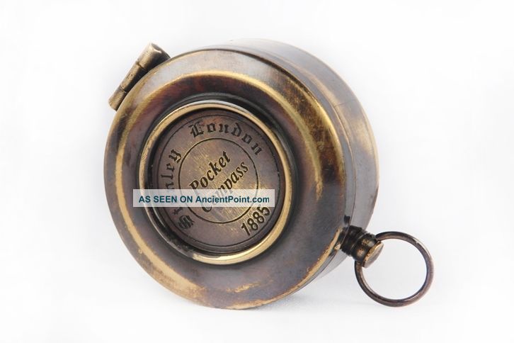 Marine Collectible Antique Brass Vintage Made For Royal Navy Flap Compass Sc 043 Compasses photo