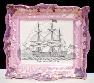 Dixon Maritime Commemorative Plaque Pre 1813 English Staffordshire Pink Luster photo