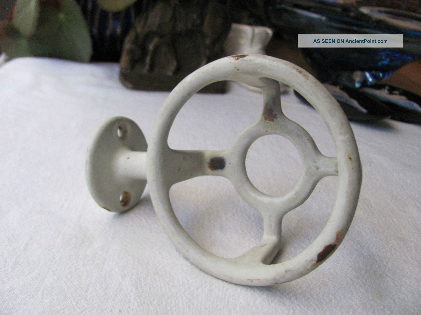 Old Antique Enameled Iron Bathroom Wall Mount Cup Holder 1900s Home Hardware Other Antique Hardware photo