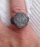 Ancient Bronze Roman Ring With Engraved Flower In Bezel And & Winds Roman photo 1