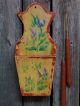 Antique Primitive Wood Wall Candle Box Old Worn Paint Folk Art Aafa Primitives photo 1