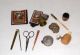 Sewing Box Civil War Era Case Kit 4 In.  Travel Needles Tape Button Awl Antique Baskets & Boxes photo 3