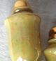 Vintage Lusterware Salt & Pepper Gilt Crown & Foot Iridescent Yellow Gorgeous Salt & Pepper Shakers photo 2