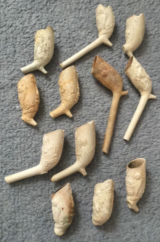 Mid 18th Century.  12 X Clay Armorial Clay Tobacco Pipes.  Dating To 1740 - 1760. photo