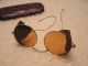 Rare Antique Round Amber Spectacals With Wilson Leather Side Shields W/case Optical photo 3