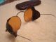 Rare Antique Round Amber Spectacals With Wilson Leather Side Shields W/case Optical photo 5