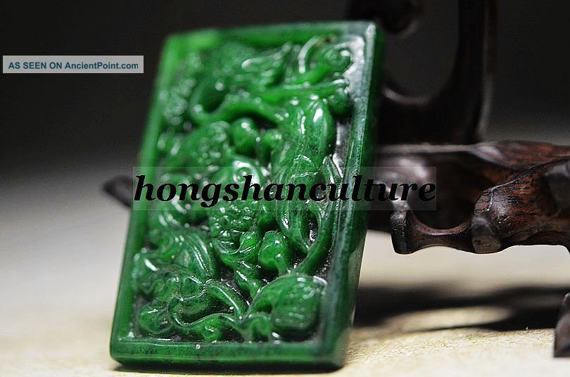 Delicate Chinese Natural Jade Ite Hand Carved Pendant - - Red - Crowned Crane Ff2 Necklaces & Pendants photo