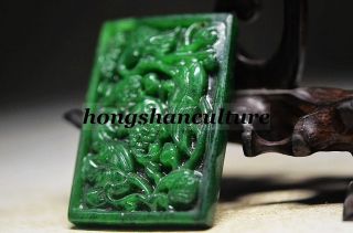 Delicate Chinese Natural Jade Ite Hand Carved Pendant - - Red - Crowned Crane Ff2 photo