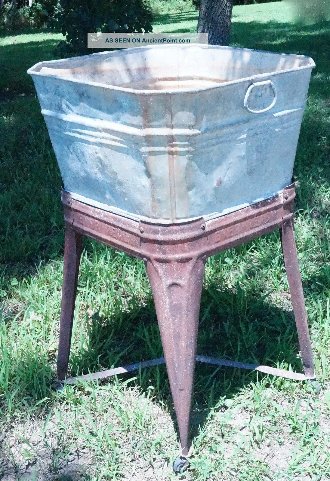 ... Metal Single Wash Tub Basin Base Wheeled Stand Rinse Tub Wringer Washe