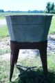 Primitive Metal Single Wash Tub Basin Base Wheeled Stand Rinse Tub Wringer Washe Primitives photo 7