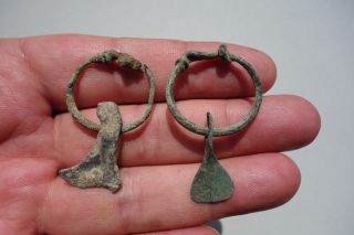 Two Ancient Celtic - Roman Bronze Votive Axe Rings,  The First Of Them Axe Is Lead photo