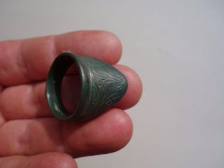 Late Roman - Medieval,  Archer ' S Bronze Engraved Ring photo