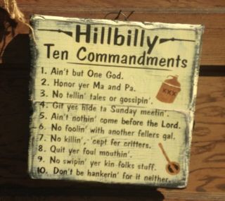 Hillbilly 10 Commandments Handmade Wood Primitive Country Home Decor photo