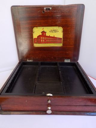 Antique Dentist Supply Company York Wood Box W/ Drawer Slide Holder photo