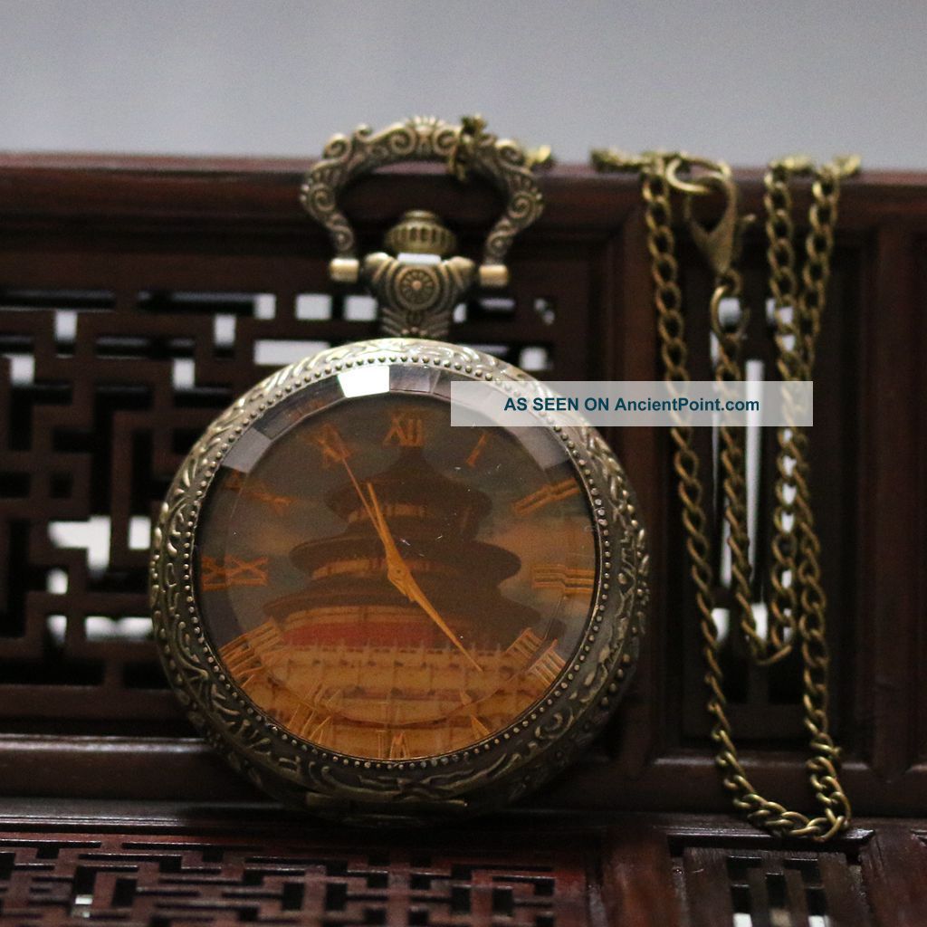Oriental Vintage Collectible Handwork Beijing Tiantan Brass Pocket Watch @syb424 Tables photo