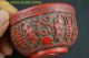 China Style Collectible Old Red Resin Carve Lucky Relievo Noble Bowl Decor Bowls photo 2