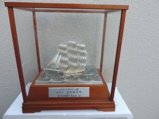 Finest Sgined Japanese Takehiko 3 Masted Sterling Silver Boat Yacht Ship Japan photo