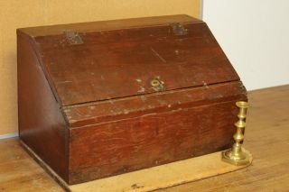 Rare William And Mary Early 18th C Slant Lid Desk Box In Grungy Old Surface photo