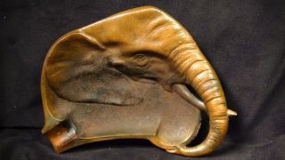 Antique Elephant Ashtray Cigar Holder,  Cast Iron W.  Bronze Patina, .  Numbered 869 photo