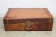 Vtg Antique Leather Suitcase Steamer Trunk Travel Wardrobe Prop Luggage Chest 1900-1950 photo 5