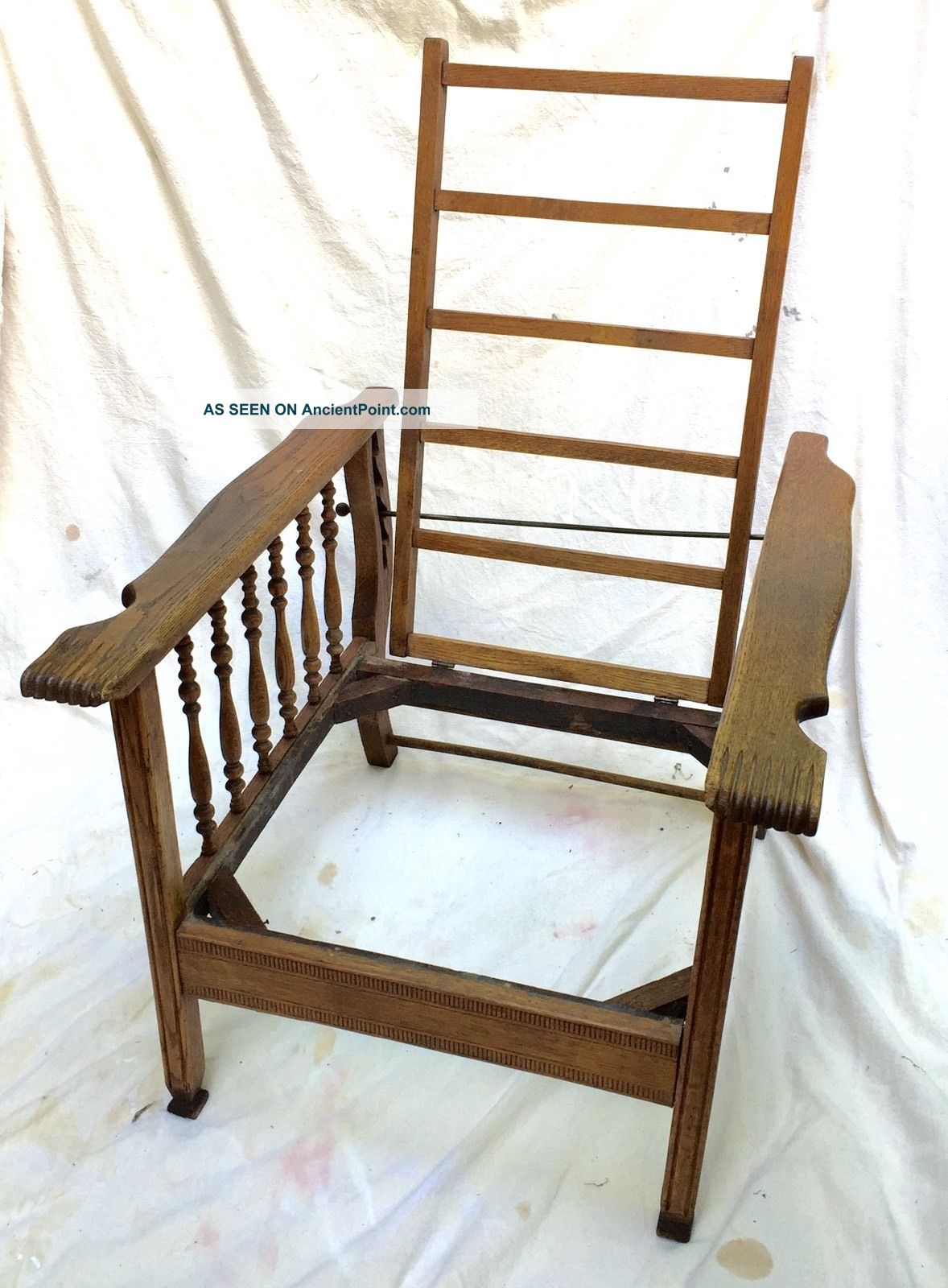 Antique Vintage Morris Chair Mission Oak Victorian Arts & Crafts Reclining 1900-1950 photo